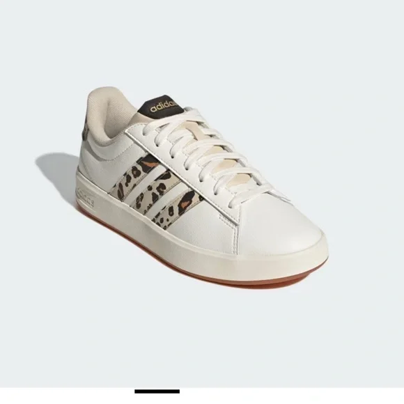 Adidas Women's Grand Court 3.0 White and Animal Print Sneakers - Picture 2 of 8